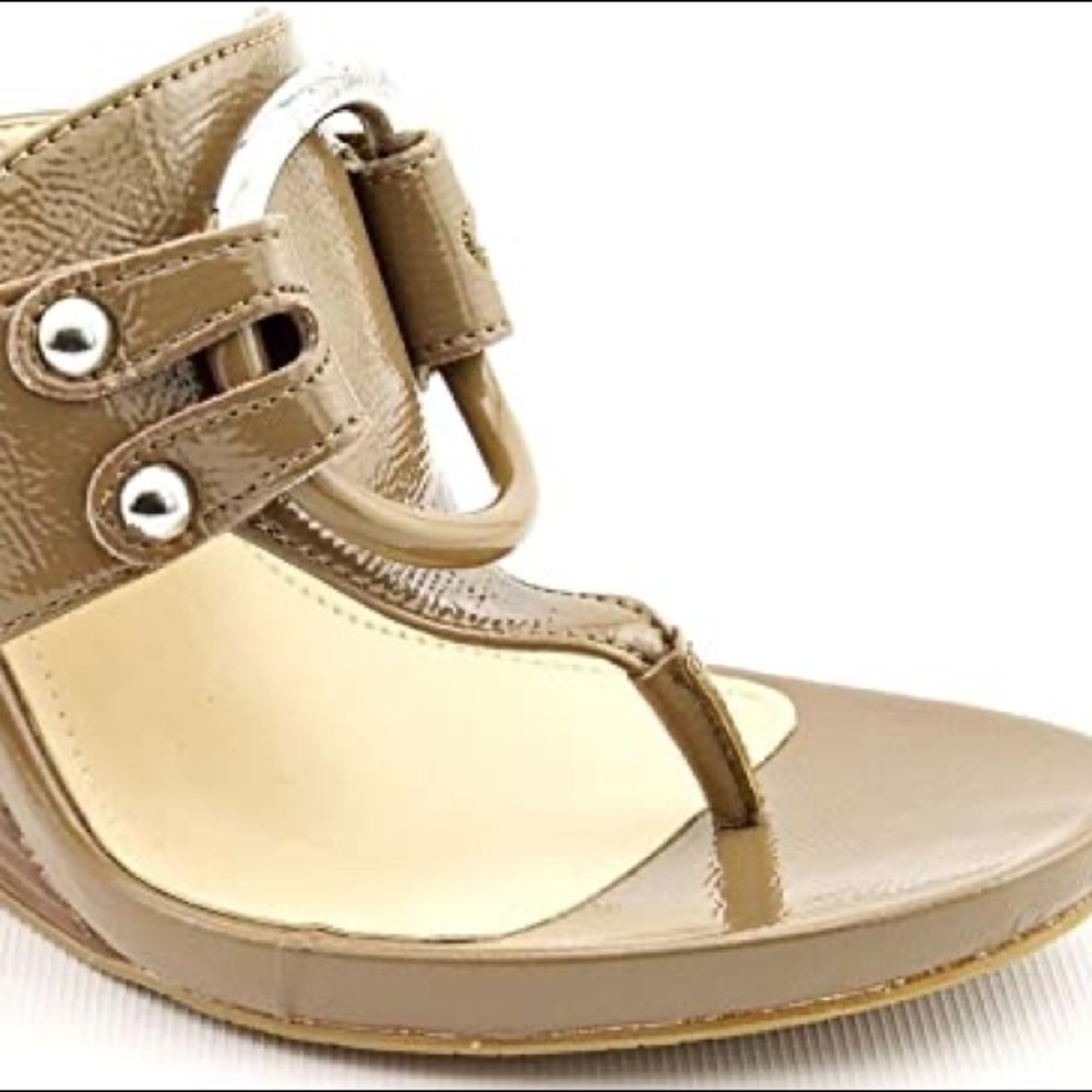 Calvin Klein Taupe Wedge Sandals. Size 7.5